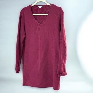 J. Jill Deep Red/ Cranberry V-Neck Sweater- Medium